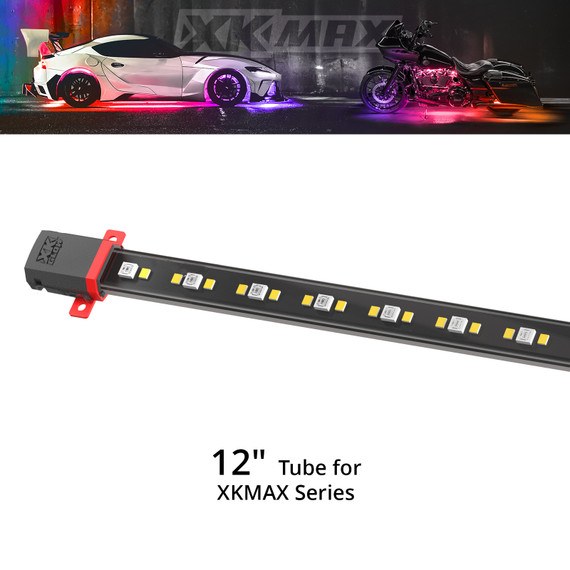 Xk Glow Underbody Light Kit Tube, Xkmax, Compatible with Xkmax Series Kits, Slim LED Tube, 12 Inch Length, Red/ Green/ Blue/ White – MX-T-12