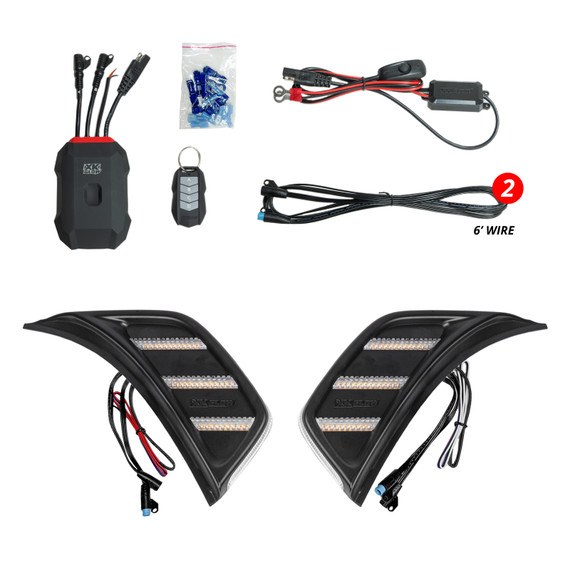 Xk Glow Side Marker Light – LED, Xkmax, Fender Vent, Clear Lens, Black Trim, Red/ Green/ Blue/ Amber, Set of 2 – MX-VENT-RGB-KIT