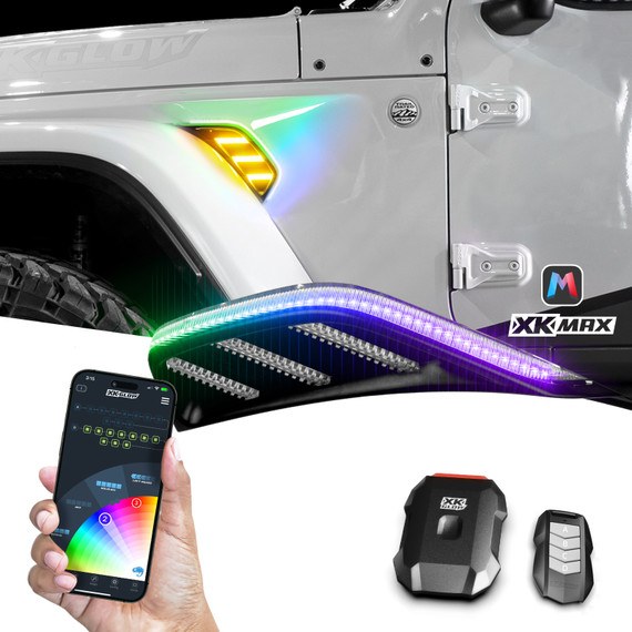 Xk Glow Side Marker Light – LED, Xkmax, Fender Vent, Clear Lens, Black Trim, Red/ Green/ Blue/ Amber, Set of 2 – MX-VENT-RGB-KIT