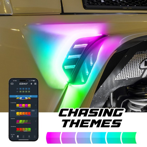 Xk Glow Side Marker Light – LED, Xkmax, Fender Vent, Clear Lens, Black Trim, Red/ Green/ Blue/ Amber, Set of 2 – MX-VENT-RGB-KIT