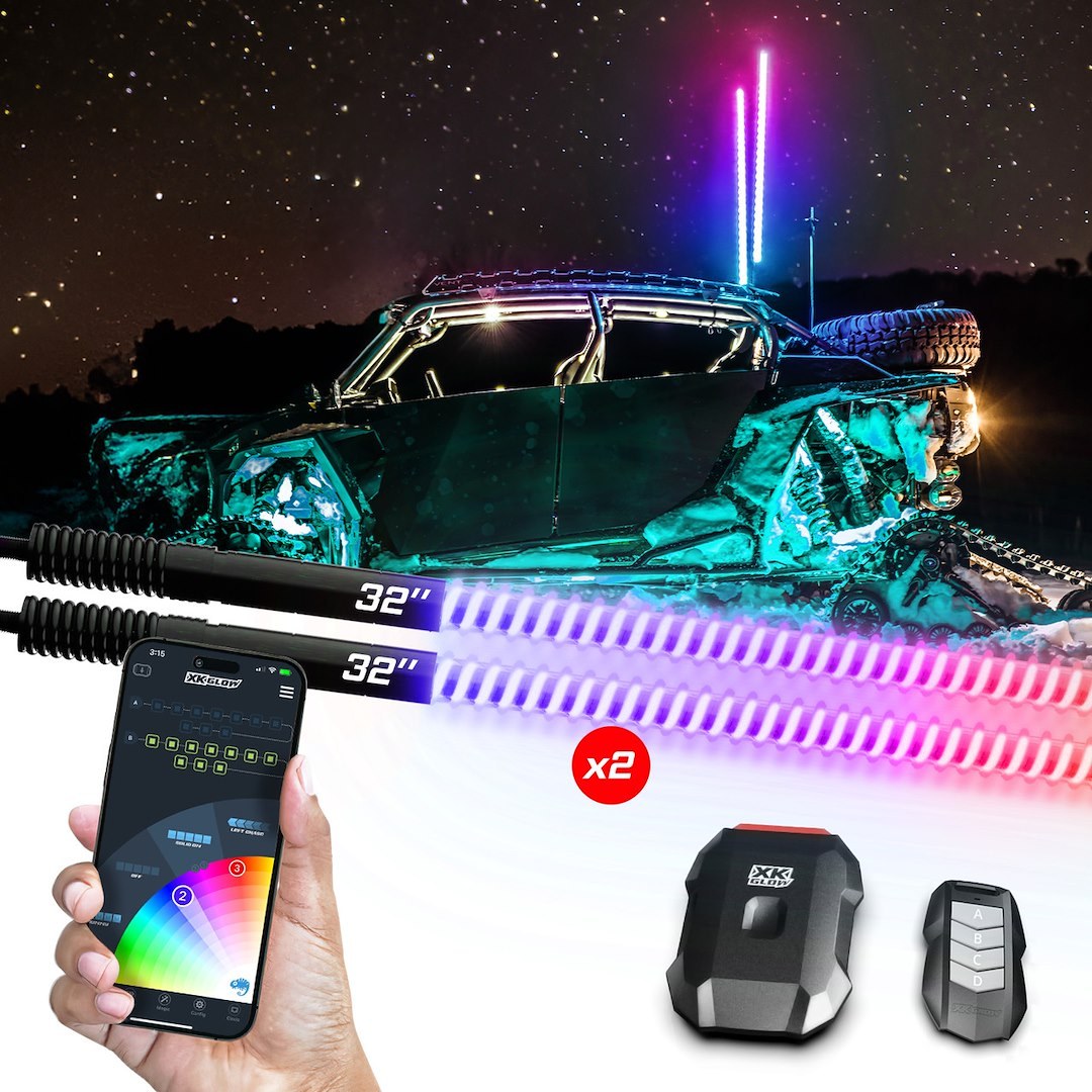 Xk Glow Warning Whip Light, Xkmax, Multi-Color, LED Bulb, Flashing/ Constant Mode, 12 Volt DC, 27.6 Watt – MX-WHIPC-ADV