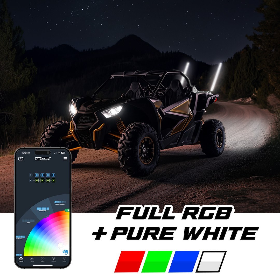 Xk Glow Warning Whip Light, Xkmax, Multi-Color, LED Bulb, Flashing/ Constant Mode, 12 Volt DC, 27.6 Watt – MX-WHIPC-ADV