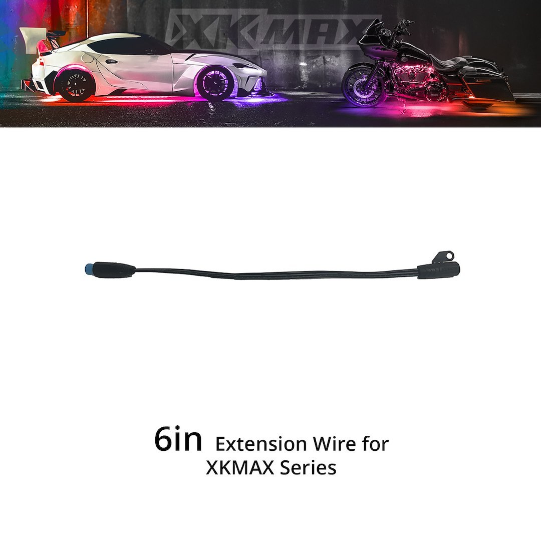 Xk Glow Light Bar Wiring Harness, Xkmax, Extension Wire for Xkmax Series Parts, 6 Inch Length, IP67, Plug and Play Connections – MX-WIRE-6