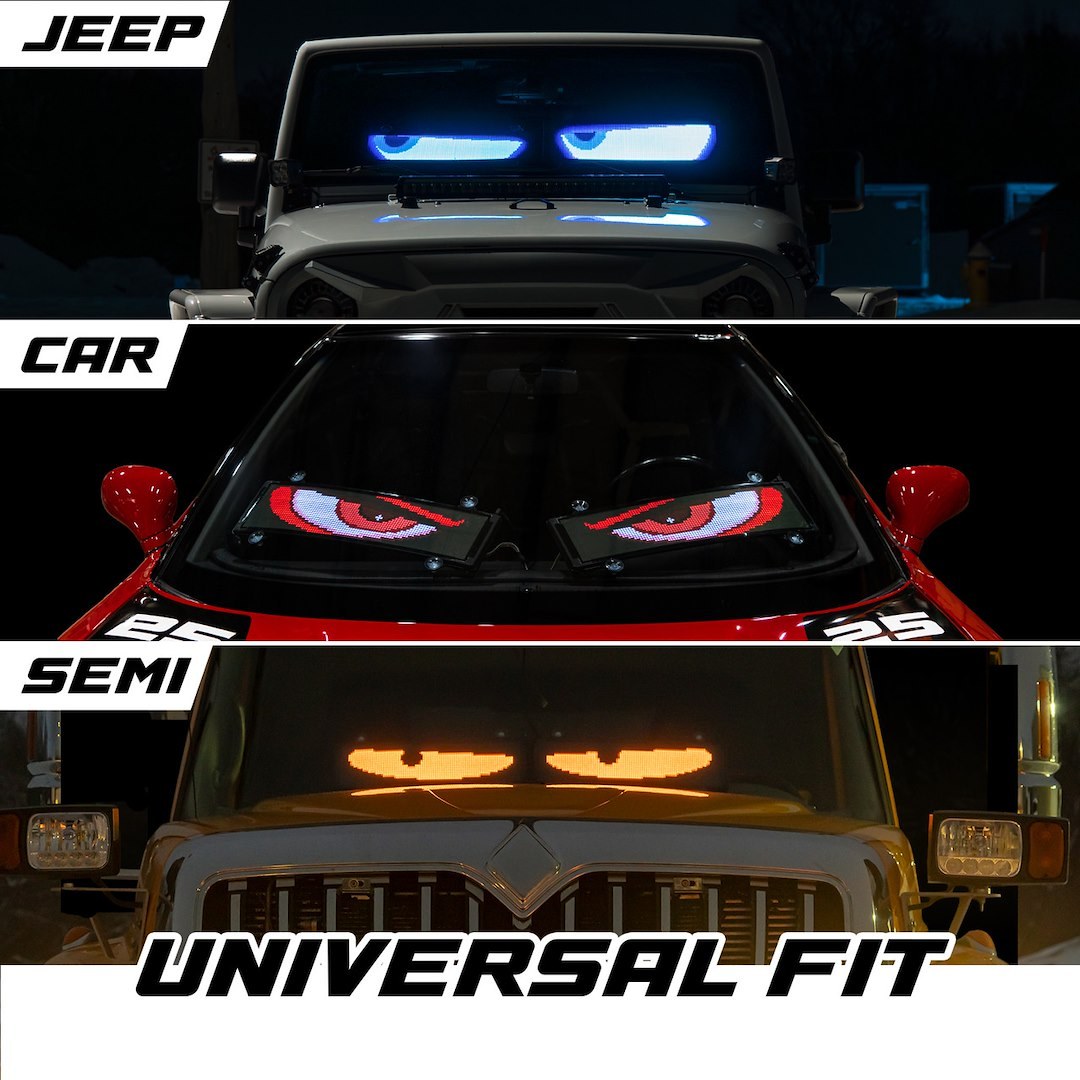 Xk Glow LED Sign, Dual 20-1/2 Inch Length X 6 Inch Width Screens, Windshield, Controlled by Xkpixel App, Rgb Color Changing – XK-PXL