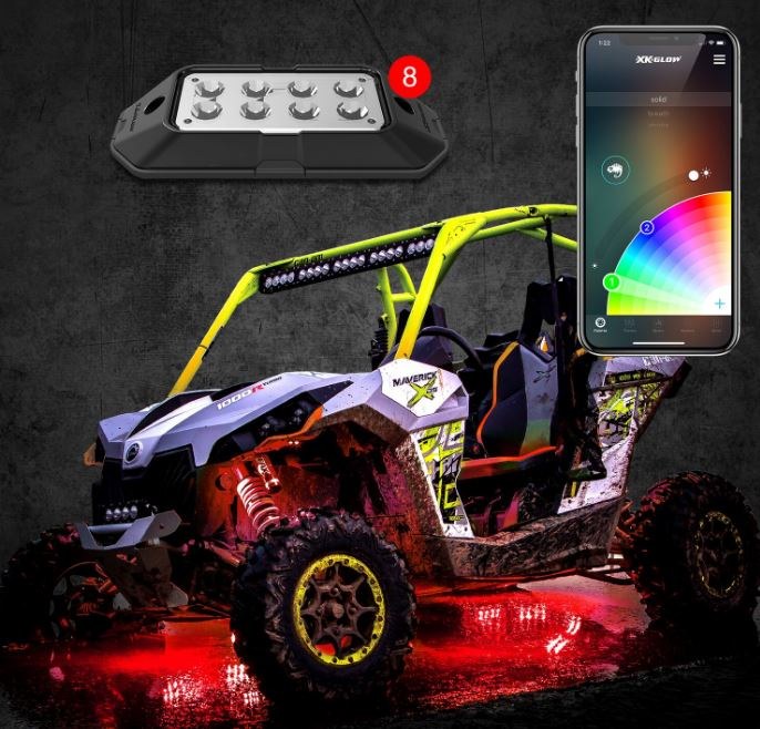 Xk Glow Underbody Light Kit, Xkchrome, Under Body Mount, LED, Over 16 Million Colors with Amber Turn Signal Function, Clear Lens – XK-ROCK-ADV