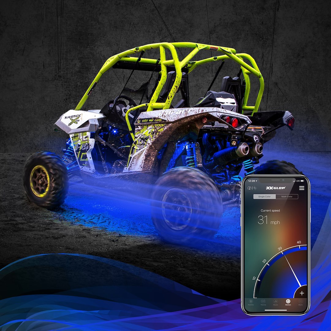 Xk Glow Underbody Light Kit, Xkchrome, Under Body Mount, LED, Over 16 Million Colors with Amber Turn Signal Function, Clear Lens – XK-ROCK-ADV-DM