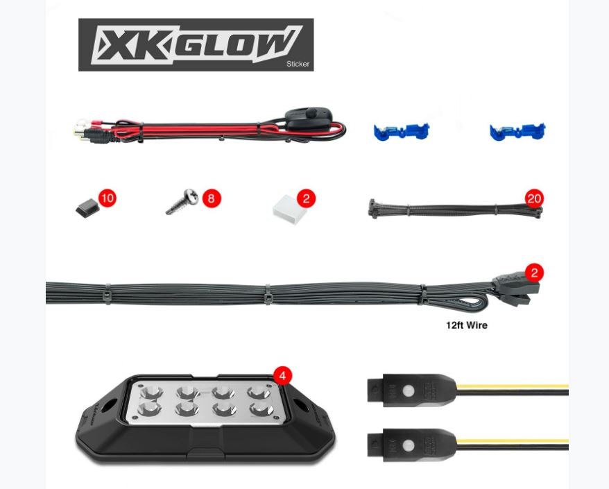 Xk Glow Underbody Light Kit, Xkchrome, Under Body Mount, LED, Over 16 Million Colors with Amber Turn Signal Function, Clear Lens – XK-ROCK-STA