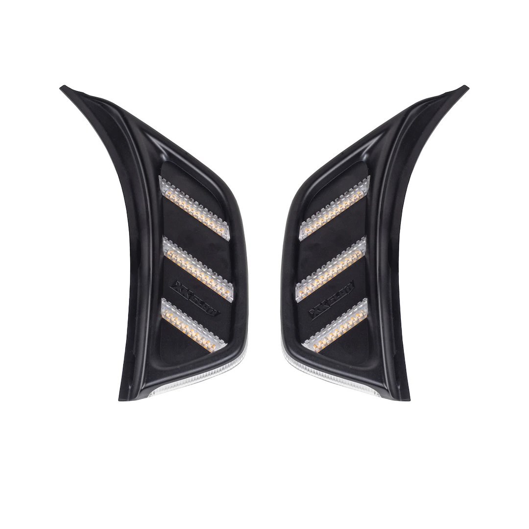 Xk Glow Side Marker Light – LED, Fender Vent, Clear Lens, Black Trim, Amber, Set of 2 – XK-VENT-A-KIT