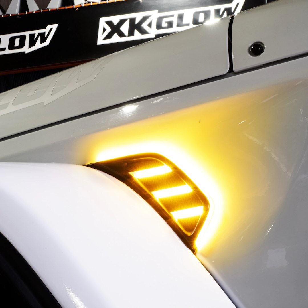 Xk Glow Side Marker Light – LED, Fender Vent, Clear Lens, Black Trim, Amber, Set of 2 – XK-VENT-A-KIT