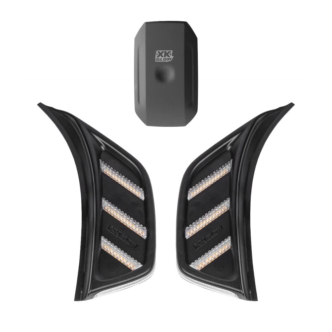 Xk Glow Side Marker Light – LED, Fender Vent, Clear Lens, Black Trim, Amber, Set of 2, App Controlled Side Profile Rgb Light – XK-VENT-RGB-KIT