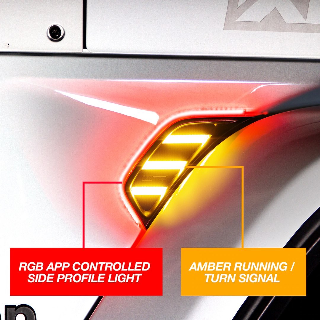 Xk Glow Side Marker Light – LED, Fender Vent, Clear Lens, Black Trim, Amber, Set of 2, App Controlled Side Profile Rgb Light – XK-VENT-RGB-KIT