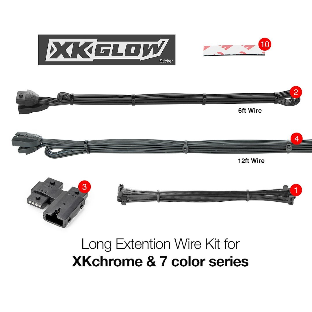 Xk Glow Underbody Light Kit Cable, Plug-N-Play, For 2ND Generation Xkchrome and 7 Color Series Lights – XK-4P-WIRE-KIT-CAR