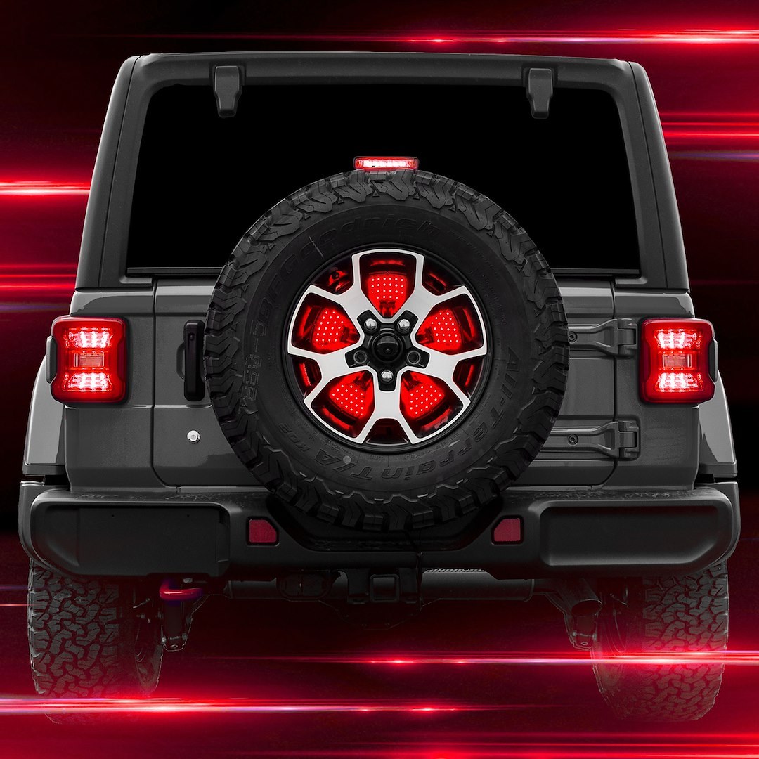 Xk Glow Spare Tire Brake Light, Hub Mount, Clear Lens, Red/ White Bulbs, With Running/ Brake/ Reverse/ Sequential Turn Functions, LED – XK041019