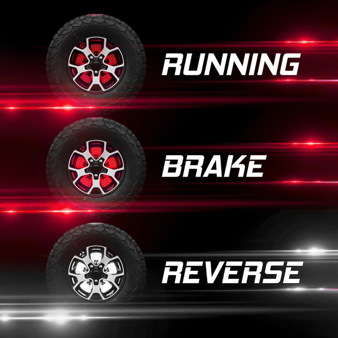 Xk Glow Spare Tire Brake Light, Hub Mount, Clear Lens, Red/ White Bulbs, With Running/ Brake/ Reverse/ Sequential Turn Functions, LED – XK041019