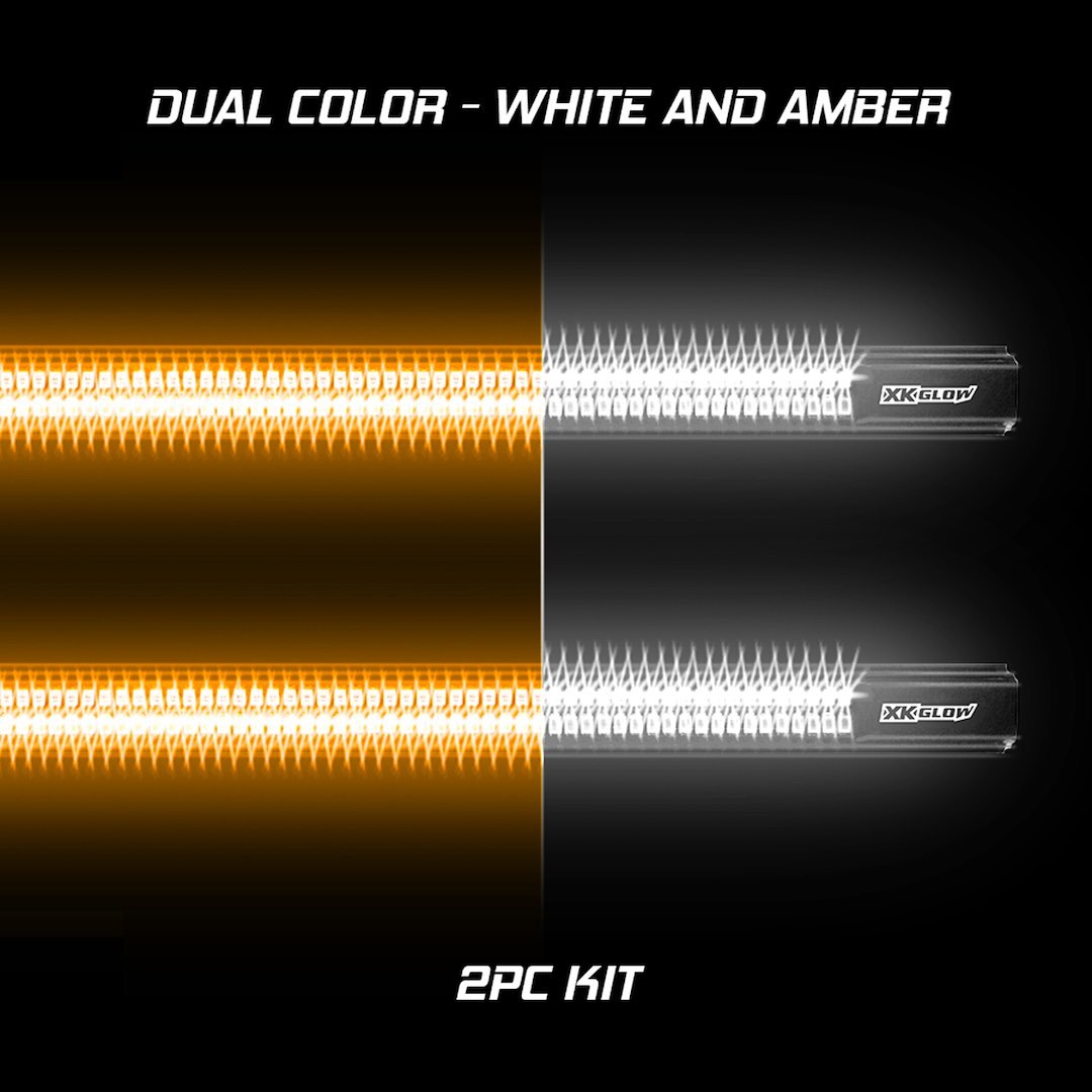 Xk Glow Running Board Light Kit, LED, Clear and Amber, With Two 48 Inch Light Bar, 12 to 15 Volt DC – XK041022