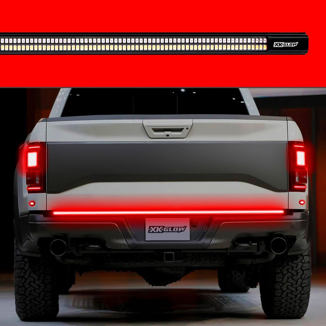 Xk Glow Tailgate Light – LED, 60 Inch Rigid Light Bar, Clear Lens, White Reverse/ Red Running/ Red Brake, Black Housing, 12 to 15 Volt DC – XK041023