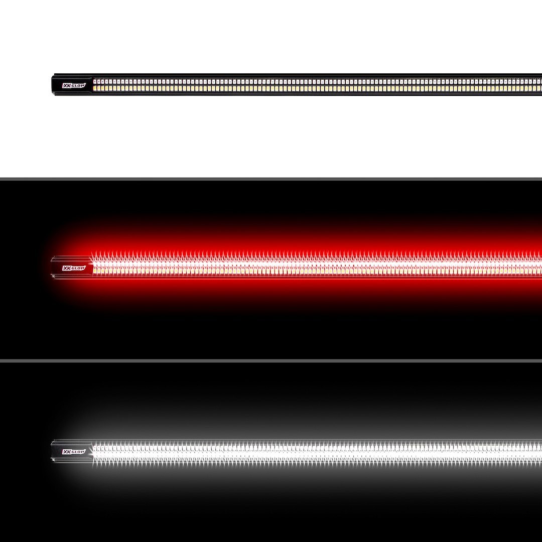 Xk Glow Tailgate Light – LED, 60 Inch Rigid Light Bar, Clear Lens, White Reverse/ Red Running/ Red Brake, Black Housing, 12 to 15 Volt DC – XK041023