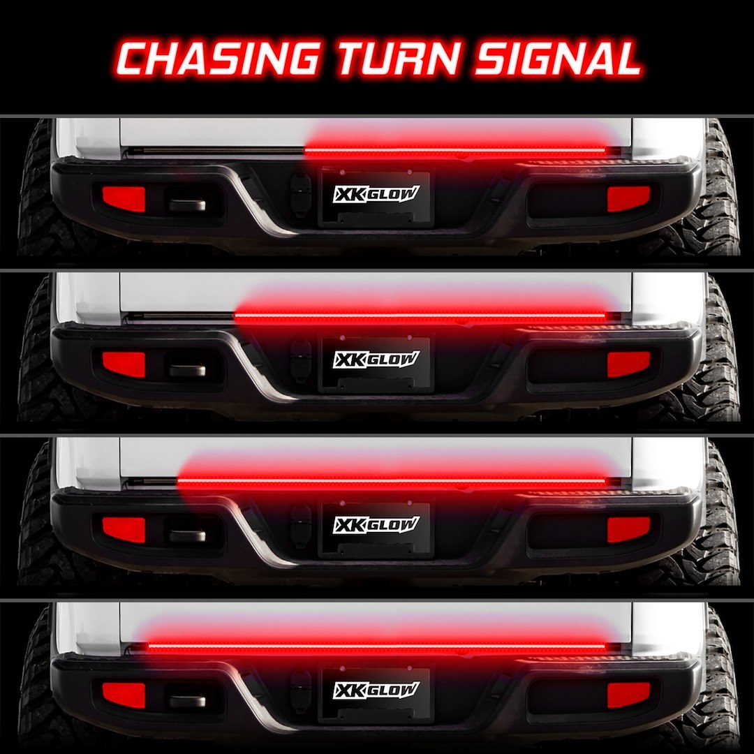 Xk Glow Tailgate Light – LED, 60 Inch Rigid Light Bar, Clear Lens, White Reverse/ Red Running/ Red Brake, Black Housing, 12 to 15 Volt DC – XK041023