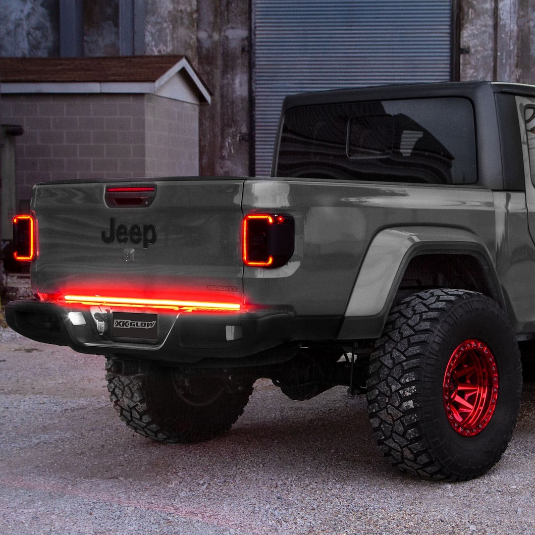 Xk Glow Tailgate Light – LED, 48 Inch Light Bar, Clear Lens, White Reverse/ Red Running/ Red Brake, Black Housing, 1 to 2 Splitter Wire – XK041024