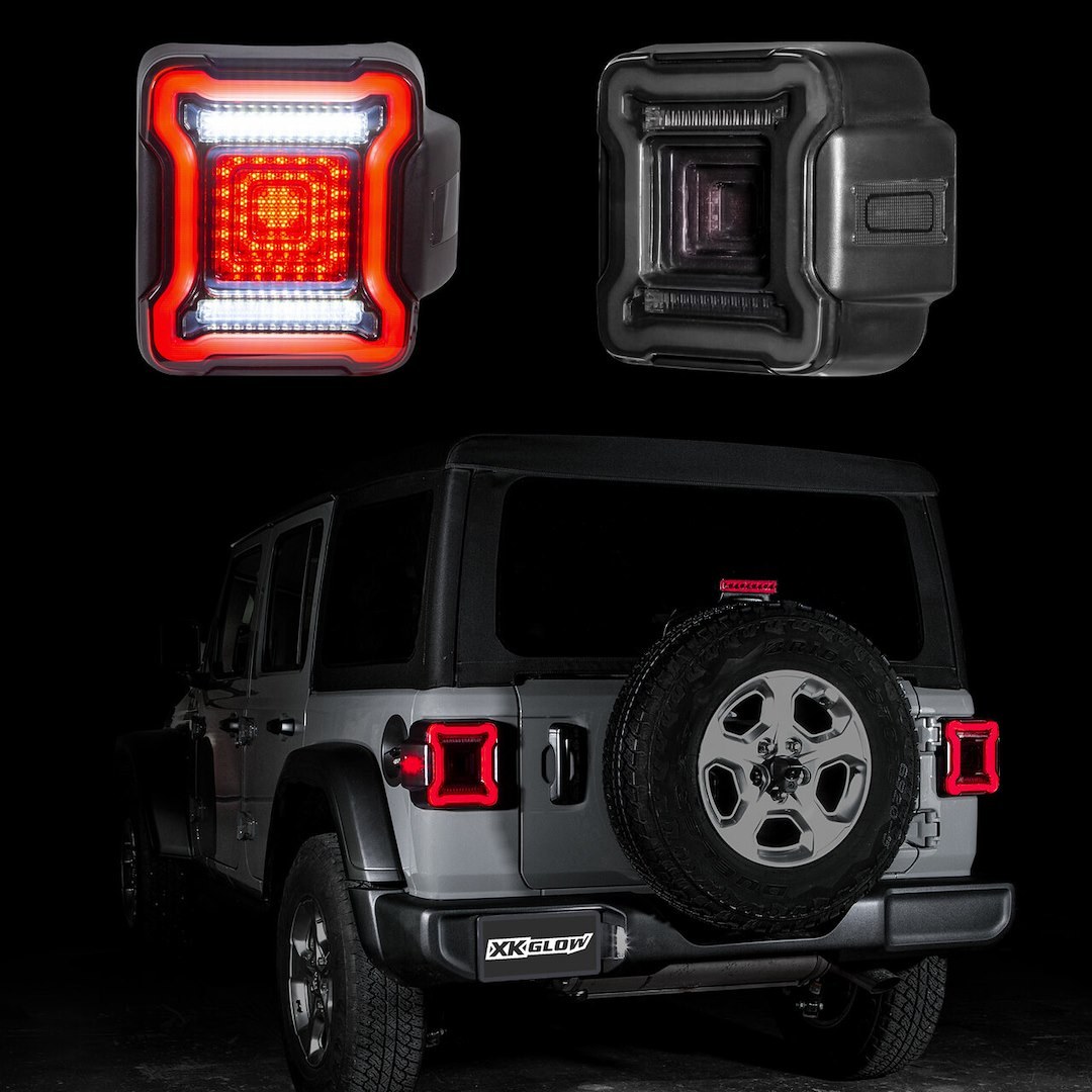 Xk Glow Tail Light Assembly, LED, Smoke Lens, Black Housing, Red/ Clear/ Amber Bulb, Set of 2 – XK041027