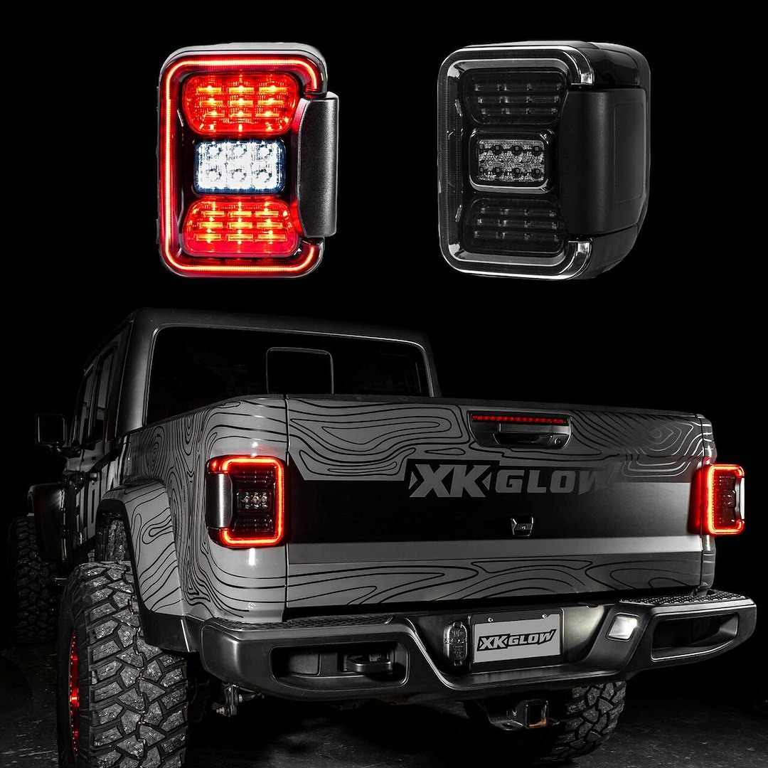 Xk Glow Tail Light Assembly, LED, Smoke Lens, Black Housing, Red/ Clear/ Amber Bulb, Set of 2 – XK041028