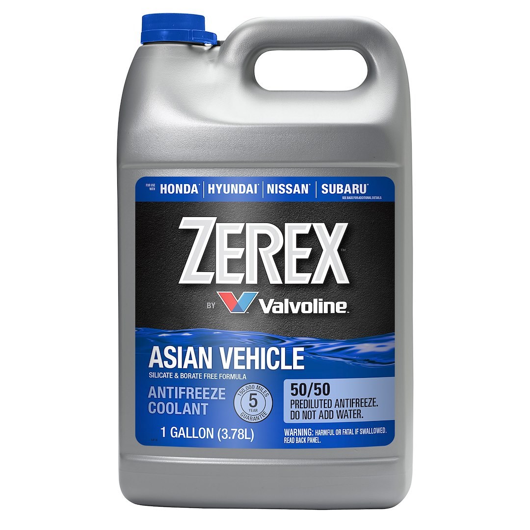 Zerex Engine Coolant, Pre-Mixed 50-50, Blue, Service Life of Up to 5 Years or 150,000 Miles, 1 Gallon Jug, Single, For Asian Vehicle – 861398