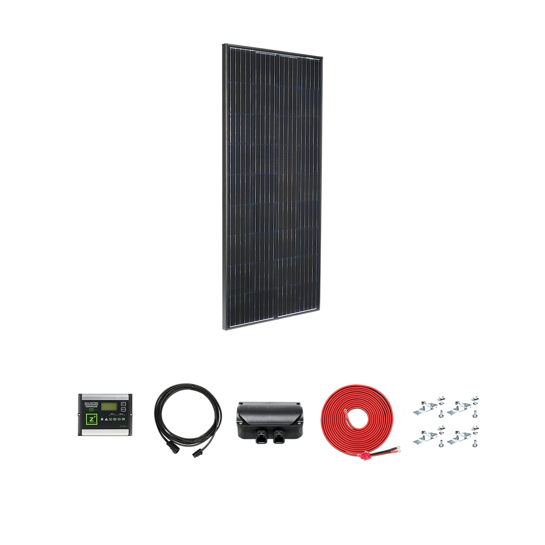Zamp Solar Solar Kit, 190 Watt, Monocrystalline, Black Frame and Cells, 58.3 Inch Length X 26.4 Inch Width X 1.5 Inch Depth, Bracket Mount – KIT1023