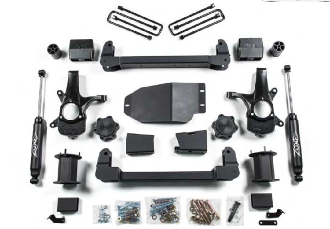 Zone Offroad Lift Kit Suspension, Nitro, 6-1/2 Inch Front Lift, 5 Inch Rear Lift, With Rear Shock Absorbers IN Kit, Black Components – ZONC40N