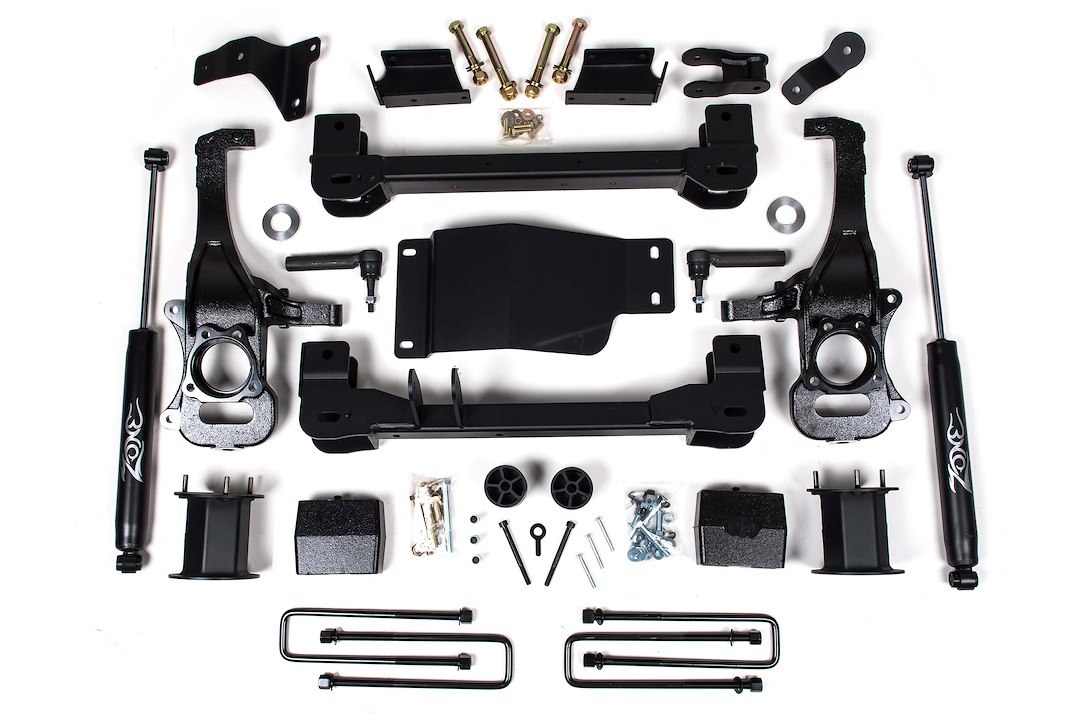 Zone Offroad Lift Kit Suspension, Nitro, 6-1/2 Inch Front Lift, 5 Inch Rear Lift, With Rear Shock Absorbers IN Kit, Black Components – ZONC41N