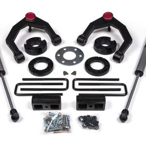 Zone Offroad Lift Kit Suspension, Nitro, 3-1/2 Inch Front Lift, 2 Inch Rear Lift, With Rear Shock Absorbers IN Kit, Black Components – ZONC47N