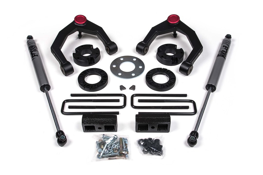Zone Offroad Lift Kit Suspension, Nitro, 3-1/2 Inch Front Lift, 2 Inch Rear Lift, With Rear Shock Absorbers IN Kit, Black Components – ZONC47N