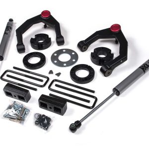 Zone Offroad Lift Kit Suspension, Nitro, 3-1/2 Inch Front Lift, 2 Inch Rear Lift, With Rear Shock Absorbers IN Kit, Black Components – ZONC47N