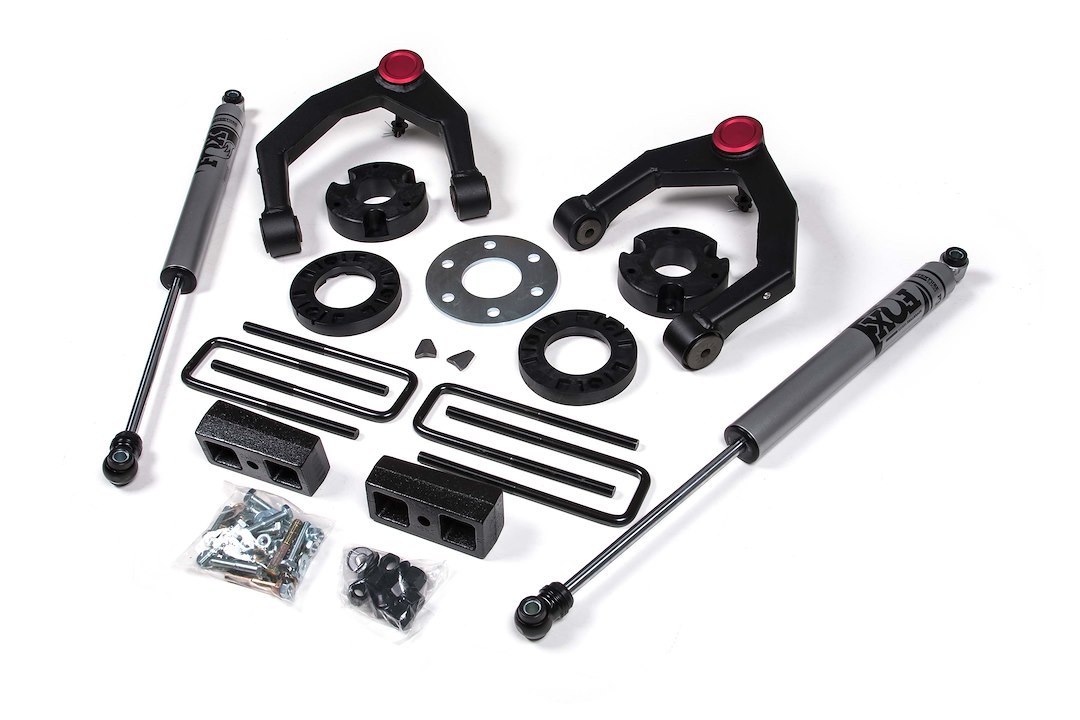 Zone Offroad Lift Kit Suspension, Nitro, 3-1/2 Inch Front Lift, 2 Inch Rear Lift, With Rear Shock Absorbers IN Kit, Black Components – ZONC47N