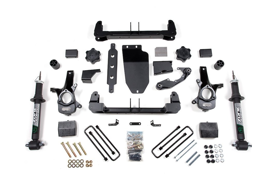 Zone Offroad Lift Kit Suspension, 6-1/2 Inch Front Lift, 5 Inch Rear Lift, With Front Nitro Struts – Rear Shock Change Necessary – ZONC59