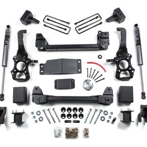 Zone Offroad Lift Kit Suspension, Fox, 2 Inch Front Lift, 2 Inch Rear Lift, With Front and Rear Fox Shock Absorbers IN Kit, Black Components – ZONF47F