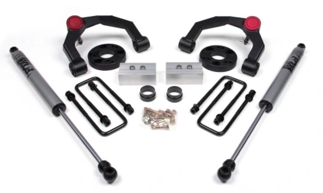 Zone Offroad Lift Kit Suspension, 3 Inch Front Lift, 1 Inch Rear Lift, Without Shock Absorbers IN Kit, Black Components – ZONF66