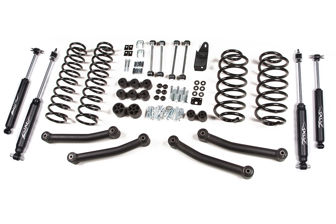 Zone Offroad Lift Kit Suspension, 4 Inch Front Lift, 4 Inch Rear Lift, With Front and Rear Nitro Shock Absorbers IN Kit – ZONJ11N