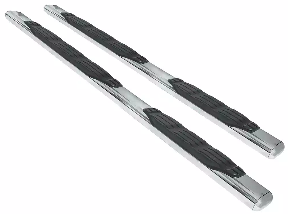 Big Country Truck Accessories Nerf Bar, Fusion, With Step Pads, 5 Inch Oval Straight, Polished, Stainless Steel – 105201876