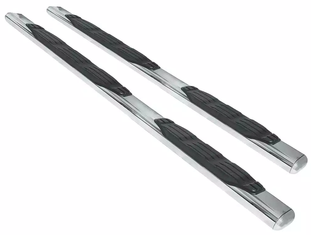 Big Country Truck Accessories Nerf Bar, Fusion, With Step Pads, 5 Inch Oval Straight, Polished, Stainless Steel – 105229806