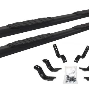 Big Country Truck Accessories Nerf Bar, Fusion, With Step Pads, 5 Inch Oval Straight, Textured Powder Coat, Black, Steel – 105269800