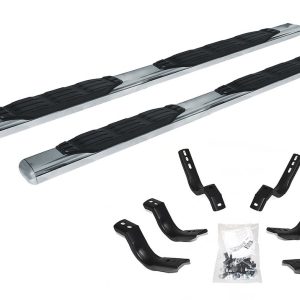 Big Country Truck Accessories Nerf Bar, Fusion, With Step Pads, 5 Inch Oval Straight, Polished, Stainless Steel – 105269806