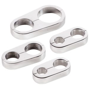 Billet Spec Hose Separator, For Use with Braided AN Lines, 2 Hole Count, 0.500 X 0.500, Polished, Aluminum, Single – 68120