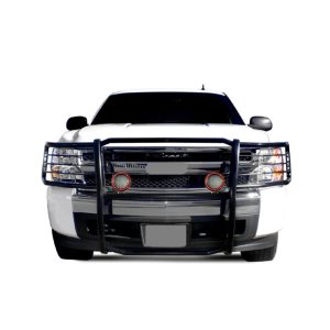 Black Horse Off Road Grille Guard, 3-Piece Modular, Powder Coated, Steel, 1-1/2 Inch Diameter, With Brush Guard – 17A035700A2MA-PLFR