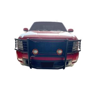Black Horse Off Road Grille Guard, 3-Piece Modular, Powder Coated, Steel, 1-1/2 Inch Diameter, With Brush Guard – 17A035700A2MA-PLFR