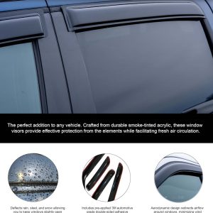 Black Horse Off Road Rainguard, Aerodynamic Design, Tape-On, Smoke, Acrylic – 141648