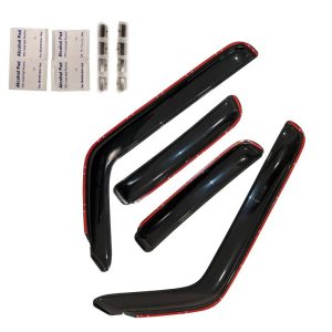 Black Horse Off Road Rainguard, Aerodynamic Design, IN-Channel, Smoke, Acrylic, Set of 4 – 1494270IN