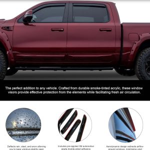 Black Horse Off Road Rainguard, Aerodynamic Design, IN-Channel, Smoke, Acrylic – 1494768IN