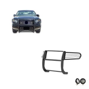 Black Horse Off Road Grille Guard, 3-Piece Modular, Powder Coated, Steel, 1-1/2 Inch Diameter, With Brush Guard – 17A152500A1MA-PLFB