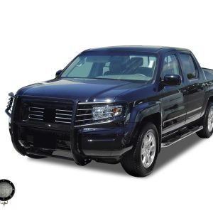 Black Horse Off Road Grille Guard, 3-Piece Modular, Powder Coated, Steel, 1-1/2 Inch Diameter, With Brush Guard – 17A152500A1MA-PLFB