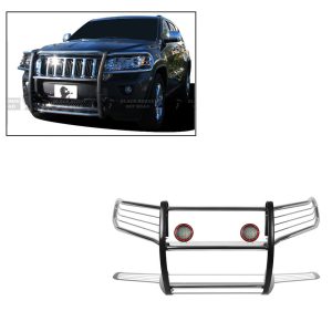 Black Horse Off Road Grille Guard, 3-Piece Modular, Polished, Stainless Steel, 1-1/2 Inch Diameter, With Brush Guard – 17A080202MSS-PLFR